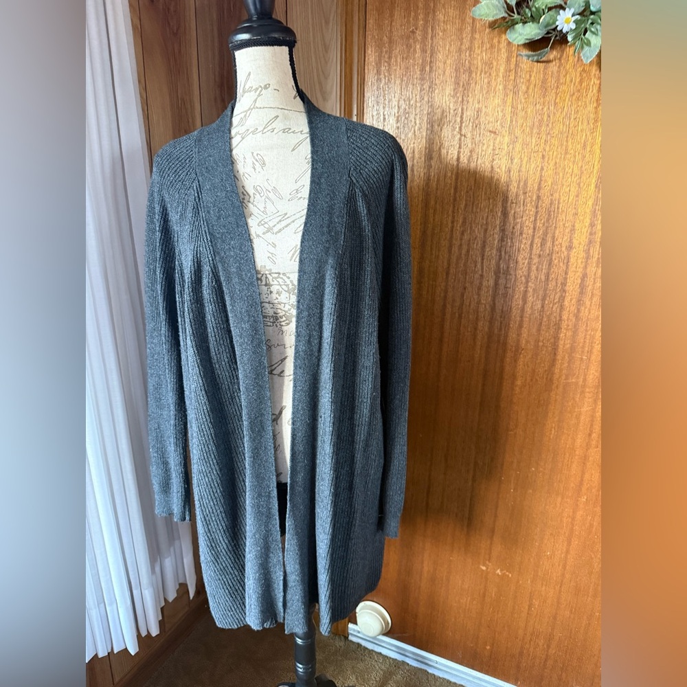 LOFT Dark Gray Open Front Cardigan